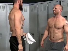 Take turns assfucking in the locker room