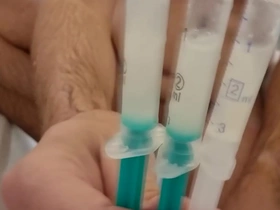 Masturbating with strangers cum which i got via express postage injecting with syringe