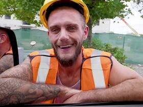 Construction worker gets played and gets sucked by a man instead of a woman